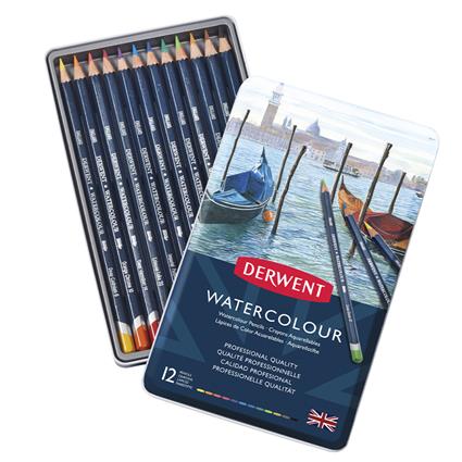 Lápis Aguarela, 12 Cores, Caixa Metal