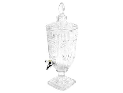 GLASSWARE Fonte de Suco em Vidro Resistente com Torneira de Metal Padrão Mandala 3 L Transparente
