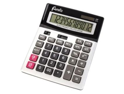 Calculadora de Secretaria FOROFIS Prata 12 Digitos 91592