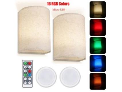 Candeeiro de Parede 16 Cores Rgb Pode Ser Escurecido Luz de Parede Sem Fio com Controle Remoto Usb Operado. MAOYI