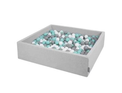 KIDDYMOON Piscina de Bolas Quadrada Grande 120X30Cm/1000 Bolas 7Cm Coloridas para Bebés e Crianças Cinza Claro: Cinza Branco Turquesa Claro