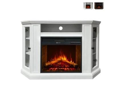 Lareira Elétrica de Canto em Madeira Branca W126 X D78 X H83 Madison DIVINA FIRE