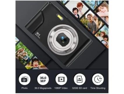 Câmera Compacta Digital VIGA EUROPE Dc311Af 48Mp Hd Resolução 2 4 Polegadas Tela 32Gb Preto
