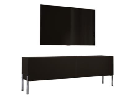 Móvel de Tv 140 Cm Preto Fosco / Preto Brilhante com Pés Cromados D: C: 140 Cm L : 52 Cm D: 32 Cm. Armário de Tv Mesa de Tv 3XELIVING