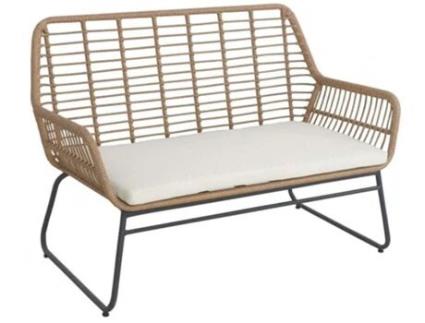 Sofá de 2 Lugares em Rattan Bege com Almofada Parana IBERA HOME