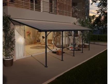 Feria Pérgola Cobertura para Terraço de Aluminio 3X8.51 M Cinza CANOPIA