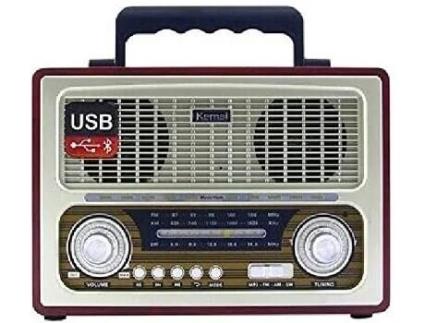 Rádio estéreo com leitor USB Bluetooth e cartões de memória Sd/Tf Design retrô cor de madeira 27 x 19 x 12,5 cm KEM