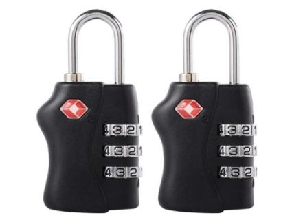 Fechaduras de Bagagem XCSOURCE Tsa Cadeado de Segurança de 3 Dígitos Cadeado Combinado para Mala de Bagagem Preto 2 Pacote