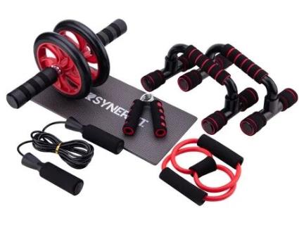 Pacote de Equipamento de Ginástica SYNERFIT 7 em 1 Colorido Vermelho e Preto