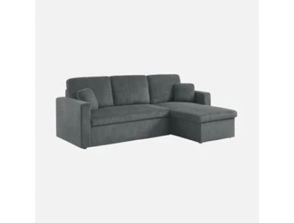Sofá-Cama de Canto de Veludo Cotelê Grande de 3 Lugares Cinza Escuro SWEEEK