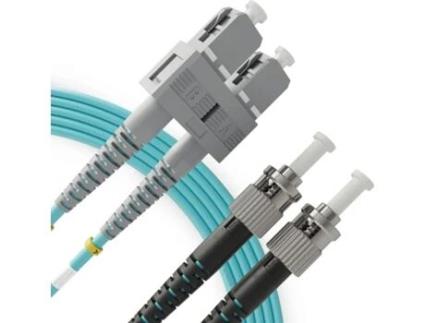 Cabo de fibra óptica duplex multimodo SC para ST OM4 (9 metros - 1 unidade) - Patch Cord de fibra óptica dupla UPC/UPC - 50/125 40G (LSZH) BEYONDTECH