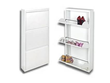 Sapateira Slim com 3 Portas Que Economiza Espaço Branco 6/9 Pares de Sapatos Nada para Montar Sapateiras de Metal STARMART ITALY