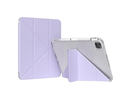 Capa ZRUXE para Ipad Pro 11 2024 Gebei Deformation Leather Tablet Case Roxo
