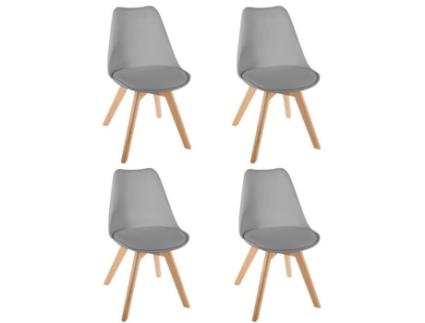 Cadeiras Baya Design PARIS PRIX Conjunto de 4 Cinza Polipropileno Espuma e Faia