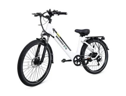 Bicicleta Elétrica KORNORGE C7 350W 36V/12.5Ah Bateria 32Km/H 50Km Mecânico Freio a Disco Branco