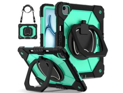 Capa ZRUXE para Ipad Air 13 2024 Contraste Cor Robô Silicone Híbrido Pc Tablet Case Preto Menta Verde