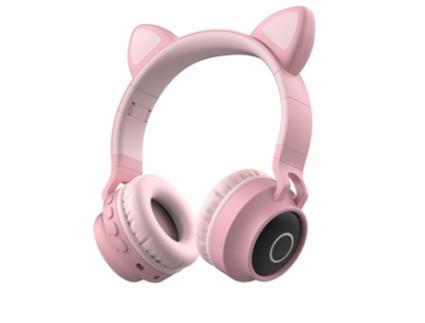 2024 Novos Fones de Ouvido de Gato Bt028C Sem Fio Montados na Cabeça dos Desenhos Animados Bluetooth Gaming Headset Rosa ZXWJ .