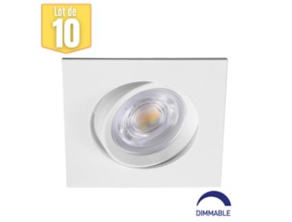 Conjunto de 10 Pontos de Led Construídos -In 3En1 Quadrado Branco 7W Ip20 Dimmable BRAYTRON