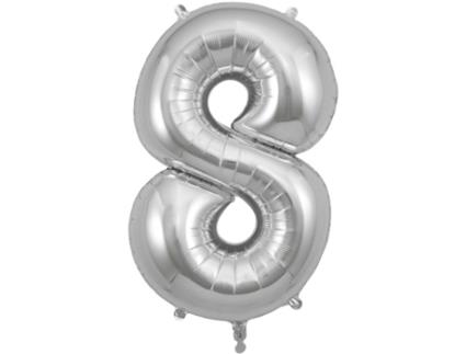 Balão Número 8 de 86cm Prateado