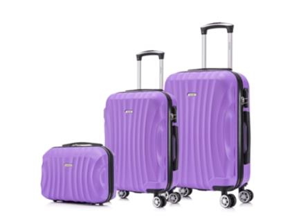 Conjunto de Mala Abs Rígido 3 Peças/Mala Cabine 55Cm/Mala Média 68Cm/Maleta Maquiagem RAYKONG