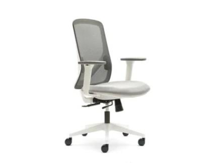 Cadeira de Escritorio Ergonómica EUROMOF Lyon Branco Braços Reguláveis Adequada para 120Kg Lombar Assíncrona