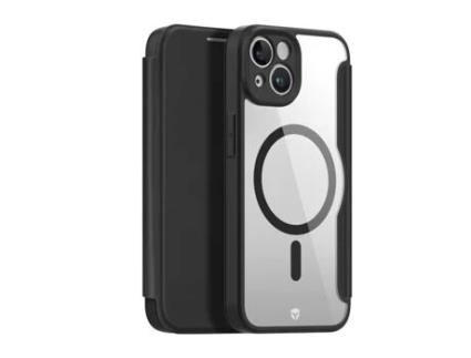 FORCE CASE Capa para Iphone 13 / 14 Folio Reforçada Magsafe Compatível com Suporte para Cartão Preto Transparente