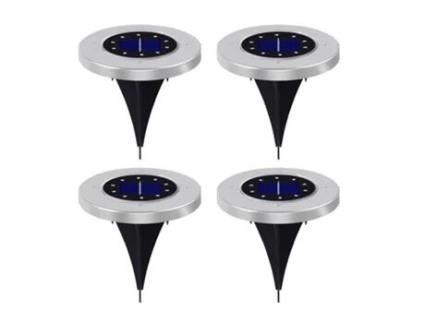 4 Pack Luzes solares exteriores do disco Iluminação impermeável da paisagem da terra compatível com a passagem do passeio do jardim