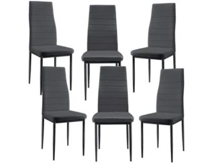 6X Cadeiras de Jantar Estofadas Em Polipele Cinzento Escuro 96X43X52 Cm 030000286 MOBIKASA