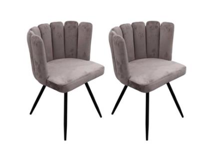 Conjunto de 2 Cadeiras de Veludo Ariel 79Cm Cinza Preço Paris PARIS PRIX