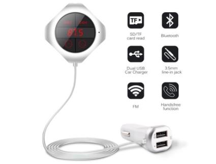 Sem fio duplo USB Mp3 Player transmissor FM Bluetooth Car Kit viva-voz com 2,5 A saída TF Slot DC 12-24 V