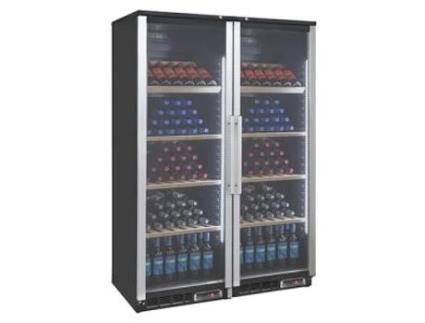 Armário de Exposição de Garrafas 4 Prateleiras Madeira Porta Dupla