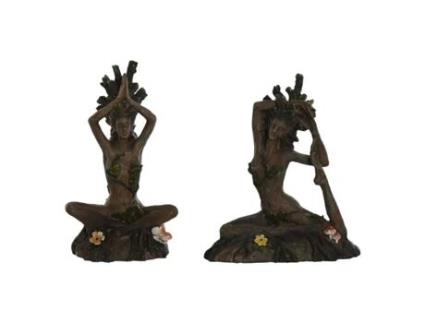 Figura Decorativa HOME ESPRIT Castanho Yoga Índio 13 x 6 x 16 cm (2 Unidades)