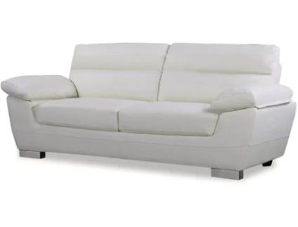 Sofá cuero reconstituido/PVC ''Dallas'' - 3 plazas - Blanco (210 x 88 x 90 cm)