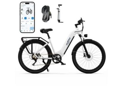 Bicicleta Eléctrica ONESPORT Ot05 36V 250W 18.2Ah 25Km/H 27.5*2.25 Sensor de Binário dos Pneus Travão de Disco Hidráulico 120Km Max Branco