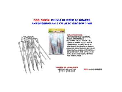Pluvia blister 40 grapas gal.malla antihi 4x15 cm alto gros 3mm