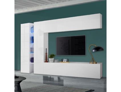 Armário de Parede de Tv Moderno 2 Móveis Branco Moderno Joy Twin WEB FURNITURE