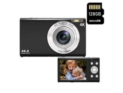 Câmera Compacta Digital VIGA EUROPE Dc402Af 48Mp Resolução 4K 2 8 Polegadas Tela 128Gb Preto
