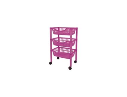 Carrinho De Legumes Multiuso 3 Andares 66,5 X 39,3 X 26,5 Cm Cor Fúcsia - 185 JUYPAL