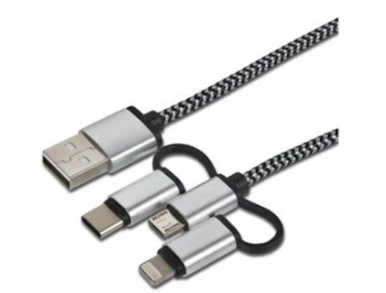 Cabo de Dados e Carregamento CARTREND 3 em 1 Lightning/Micro-Usb/Usb-C