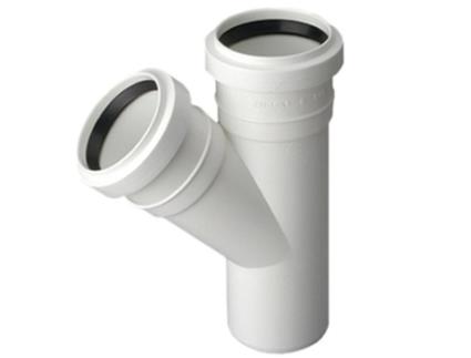Conector de T de Instalação de Esgoto com Diâmetro de Tubo de 40/40mm e Ângulo de 45 Graus