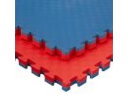 Tatami Puzzle 3 Peças 3M² Piso Tatami para Ginásio Ideal Artes Marciais 1M X 1M X 3Cm Superfície 5 Linhas Azul/Vermelho Reversíve JOWY