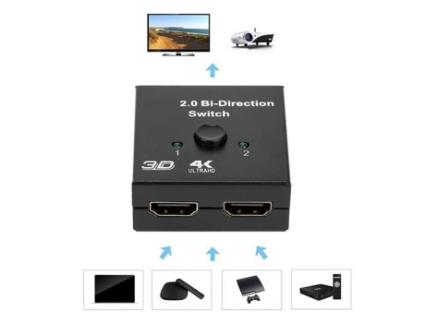 GAROSA Hdmi Switch Suporte 4K Hdmi Switch 2 Entrada para 1 Saída Hdmi Splitter Hdmi Switch