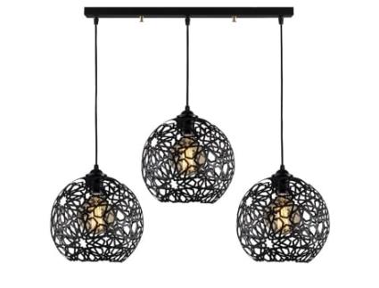 Candeeiro Suspenso Siena In Metal Preto 75 X 25 X 115 Cm EPIKASA