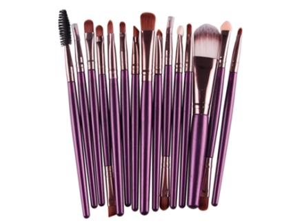 Pincel de Maquiagem VENIYSMLIS Roxo Haste Castanho Tubo 15 Peças