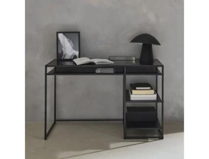 Secretária de Metal Preto com 2 Prateleiras 120Cm Preto SWEEEK