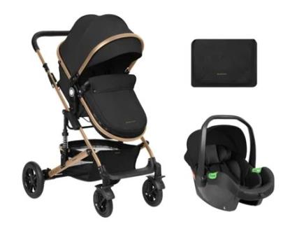 Carrinho de Bebé 3 em 1 com Assento Transformável Amaia Preto 2024 KIKKABOO