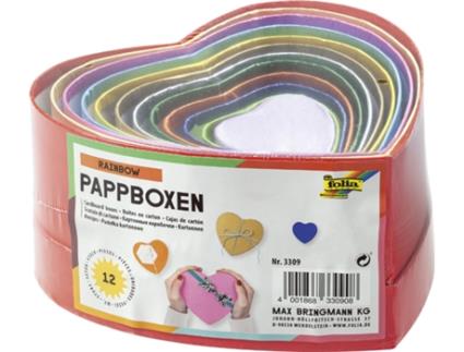 Caixas de Presente FOLIA Corações 12 Peças Tamanhos/Cores Variados