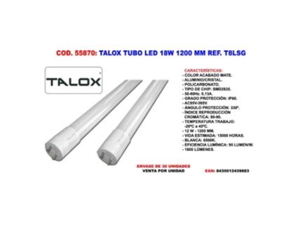 Talox tubo led lsg-t8 18 w 1.200 m.m t8lsg 18w 6500 k (caja 12 unidades)