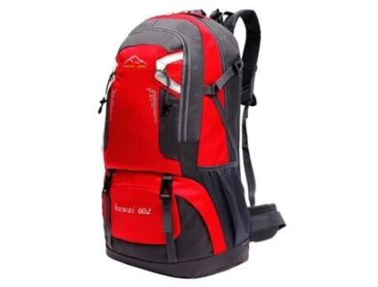 Mochila OCIODUAL Vermelha 60 Litros Impermeável com Alças e Alças de Segurança para Caminhadas e Trekking