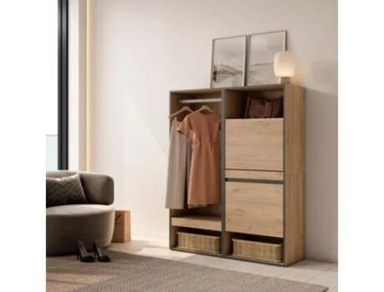 Roupeiro Aberto 120X145X35 Cm para Quarto Dormitório Sapateira Carvalho SKRAUT HOME